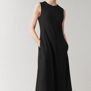 COS Womens Zip Front Size 8 Flare Midi Dress Black